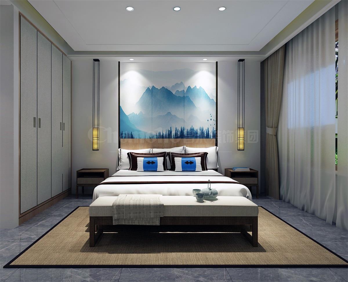 主臥貫穿、白色、灰色，加小許黑色融合的暖色調(diào)讓詩意棲居，少幾分濃墨重彩，多幾分雅致清寧，并在此感悟生命的智慧。內(nèi)心的平靜才能感悟到生活的大美，美不是符號，是一種心境，一份怡然，更是一份禪動。